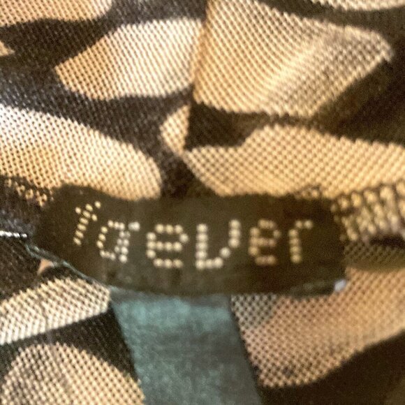 Forever SZ L Black mesh abstract print mock turtleneck long sleeve top classic - Picture 7 of 7